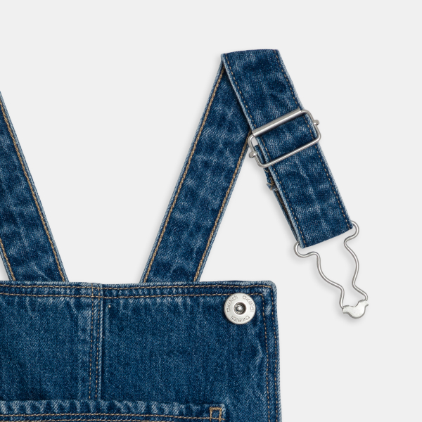 فستان سالوبيت من الدنيم الخام باللون الأزرق للفتيات